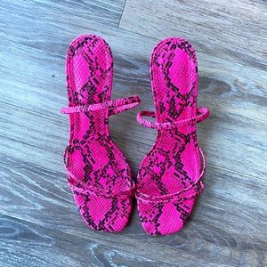 HOT PINK Snake Print Kitten Heel